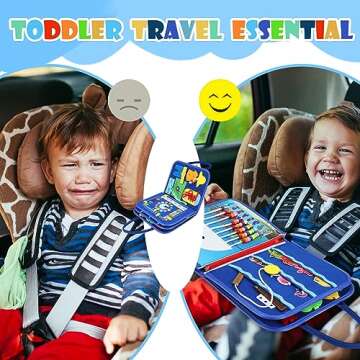 Busy Board Toddler Stocking Stuffers: Sensory Toys for Toddlers 1 2 3 4 Year Old Boy Gifts Montessori Toys - Toddler Airplane Travel Essentials & Road Trip Must Haves, Age 12 18 Month Baby Abacus Toy