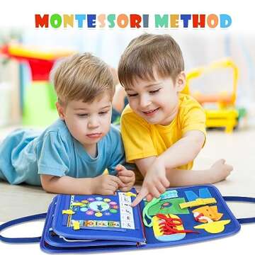 Busy Board Toddler Stocking Stuffers: Sensory Toys for Toddlers 1 2 3 4 Year Old Boy Gifts Montessori Toys - Toddler Airplane Travel Essentials & Road Trip Must Haves, Age 12 18 Month Baby Abacus Toy