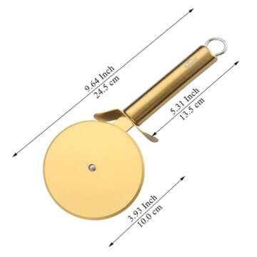 Berglander Gold Titanium Plated Pizza Cutter Perfect for Effortless Slicing and Easy Cleaning