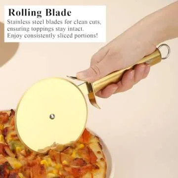 Berglander Gold Titanium Pizza Cutter for Effortless Slicing