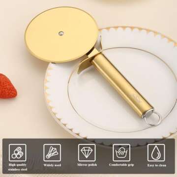 Berglander Gold Titanium Pizza Cutter for Effortless Slicing