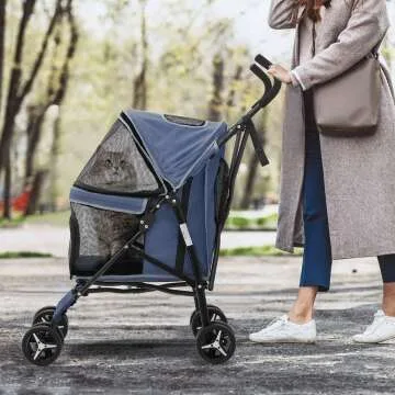 MoNiBloom 4-Wheel Pet Stroller with Sun Cover