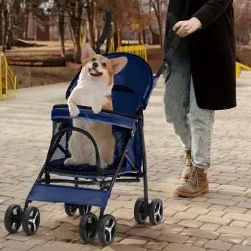 MoNiBloom 4-Wheel Pet Stroller with Sun Cover