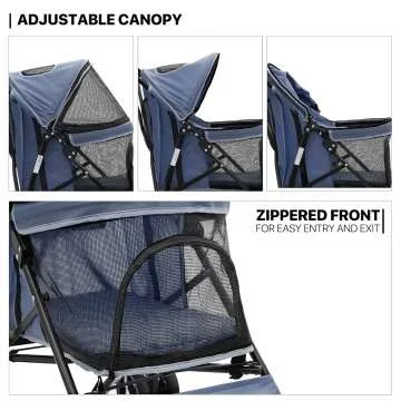 MoNiBloom 4-Wheel Pet Stroller with Sun Cover