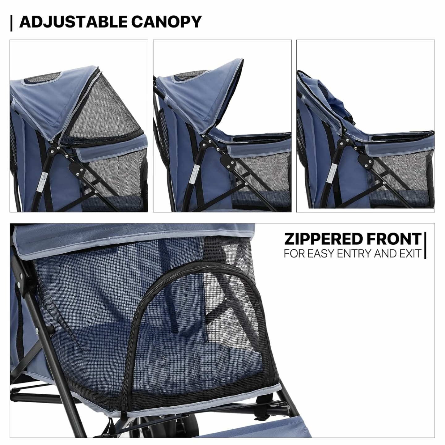 MoNiBloom 4-Wheel Pet Stroller with Sun Cover