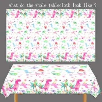 BIGKEOKI Pink Watercolor Dinosaur Birthday Tablecloth Dinosaur Birthday Tablecover Tablecloth T-Rex Dinosaur Party Supplies Decorations for Baby Girls 1st 2nd 3rd 10th Dino Bday Decorations(3)
