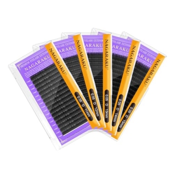 NAGARAKU 5 Trays Eyelash Extensions Individual Lashes 0.05mm D curl 11/12/13/14/15mm in 1 pack Class...