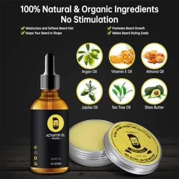 MrCuvaryas Beard Grooming Kit - Men's Christmas Stocking Stuffer With Brush, Comb, Balm, Growth Oil, Scissors