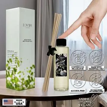 LOVSPA Santal Sandalwood Reed Diffuser Oil Refill with Replacement Scent Sticks | A Warm, Earthy & Woody Aroma, 4oz | Made in The USA