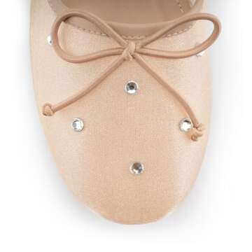 Gradinery Women's Crystal Mesh Ballet Flats Shoes Round Toe Slip On Ballerina Flats for Women Rhinestone Flats Shoes Dressy Comfortable Casual Styles Mary Jane Beige 8.5