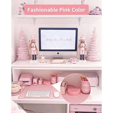 Pink Extension Cord 15ft, NTONPOWER Flat Plug Power Strip with Long Extension Cord, 3 Outlet 2 USB Desktop Charging Station Wall Mount for Home, Dorm Room, Office and Nightstand, ETL Listed