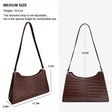 AMHDV Retro Shoulder Bag Top Handle Handbag with Crocodile Pattern Classic Tote Purse for Women (Coffee)