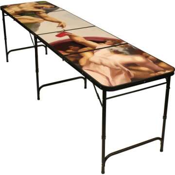 8' Folding Beer Pong Table with Bottle Opener & Ball Rack - Sistine Design by Red Cup Pong