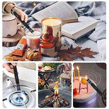 SUPRUS Candle Lighter Electric Arc Lighter Windproof Flameless USB Rechargeable Lighter with LED Light for Candle Camping BBQ Cooking (Black)