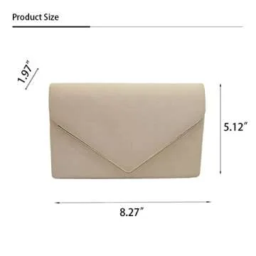 Nude Evening Bags Women Clutch Purse Faux Suede Small Cute Classic Envelop Crossbody Handbag for Formal Wedding Party with Chain