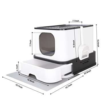 RIZZARI Millions Sold Wordwide Cat Litter Box, Large Top Entry Anti-Splashing Litter Box with Lid, E...