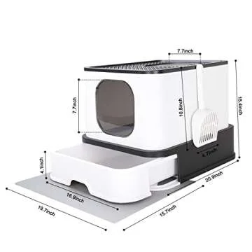 RIZZARI Millions Sold Wordwide Cat Litter Box, Large Top Entry Anti-Splashing Litter Box with Lid, E...