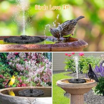 GAIZERL 3.5W Solar Fountain with 2000mAh Battery - Work On Cloudy Day- Upgrade Lucky Flower Glass Panel Solar Bird Bath Fountains, Hummingbird Water Fountain Pumps for Birdbath, Pool, and Pond