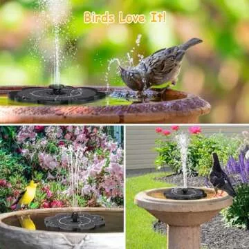 GAIZERL 3.5W Solar Fountain with 2000mAh Battery - Work On Cloudy Day- Upgrade Lucky Flower Glass Panel Solar Bird Bath Fountains, Hummingbird Water Fountain Pumps for Birdbath, Pool, and Pond