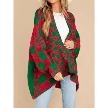 Stylish Oversized Women's Checkered Cardigan for Cozy Wear