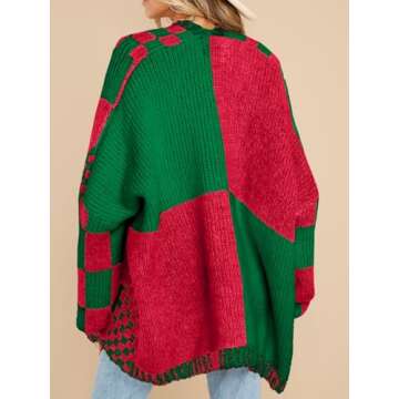 Stylish Oversized Women's Checkered Cardigan for Cozy Wear