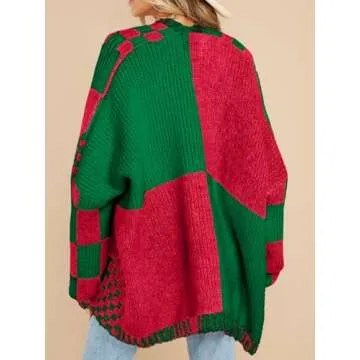 Stylish Oversized Women's Checkered Cardigan for Cozy Wear