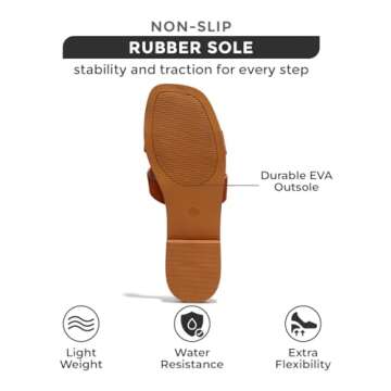 Project Cloud Fashion Flat Summer Sandals for Women 2025 - Leather Womens Sandals Comfortable Memory Foam Slides for Women Footwear - Mules Women's Sandals - Walking Sandals Women (Jannel, Brwn, 5.5)