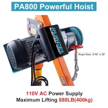 GRIPWAY New 1100lb Folding Dismountable Household Hoist Truck Crane, with Electric Hoist 110V, Jib C...