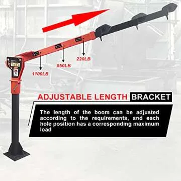 GRIPWAY New 1100lb Folding Dismountable Household Hoist Truck Crane, with Electric Hoist 110V, Jib Cranes,880lb Pulling Force,for Factories, Warehouses, Construction, Building