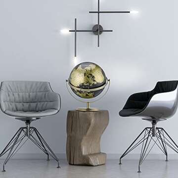 MERRG Globe, 8 inches20 cm, educationgeographyhome Decoration-Luxury Black Gold-Metal Dual-axis 720 Degree Flexible Rotation-Suitable for Children, Homes and Offices (8 inches in Diameter).