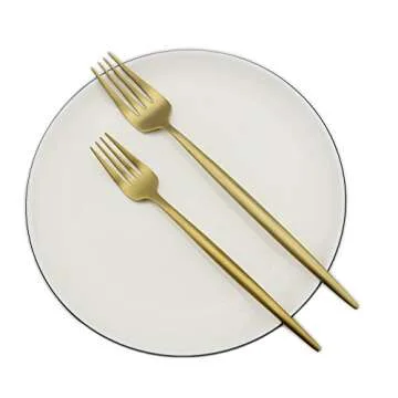 BRIIEC 20-Pieces Gold 18/10 Stainles Steel Flatware Set, Knife Fork Spoon Silverware Set, Dinnerware Set Service for 4, Matte Finish, Dishwasher Safe