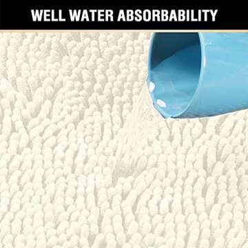 H.VERSAILTEX Bath Mat Bathroom Rug Bath Rugs for Bathroom Non Slip Bath Mats Extra Thick Chenille Rug 17" x 24" Absorbent Soft Shaggy Washable Dry Fast Plush Rugs for Bathtubs - Cream