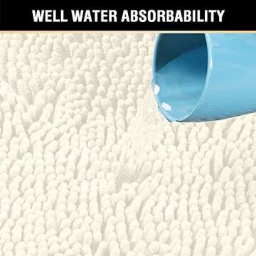 H.VERSAILTEX Bath Mat Bathroom Rug Bath Rugs for Bathroom Non Slip Bath Mats Extra Thick Chenille Rug 17" x 24" Absorbent Soft Shaggy Washable Dry Fast Plush Rugs for Bathtubs - Cream