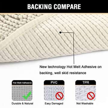 H.VERSAILTEX Bath Mat Bathroom Rug Bath Rugs for Bathroom Non Slip Bath Mats Extra Thick Chenille Rug 17" x 24" Absorbent Soft Shaggy Washable Dry Fast Plush Rugs for Bathtubs - Cream