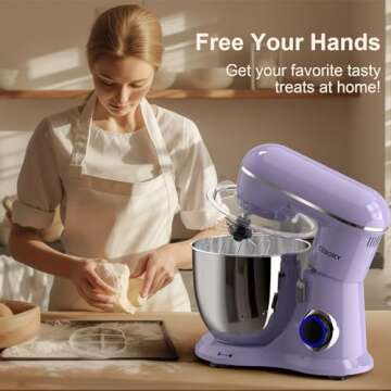 CEBORY 3-IN-1 Electric Stand Mixer, 6.5QT Bowl 660W 10-Speed Kitchen Mixer, Household Food Mixers include Dough Hook, Beater and Whisk, Bread Cake Mixer for Baking and Most Home Cooks, Purple