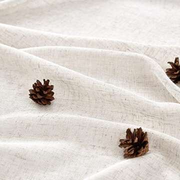 Slozzi Natural Linen Cream White Curtains 84 inches Long Rod Pocket/Back Tab Semi Sheer Drapes for Living Room Linen Textured Window Draperies Light Filtering Rustic Boho Decor 2 Panels,52x84 Inch