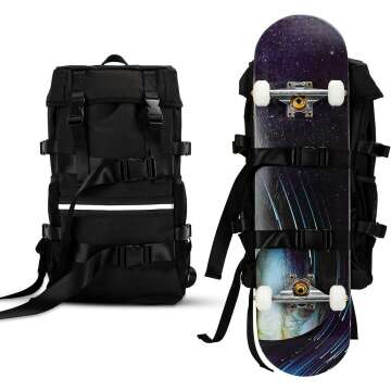 Skateboard Backpack for School & Travel, Fits 17" Laptops
