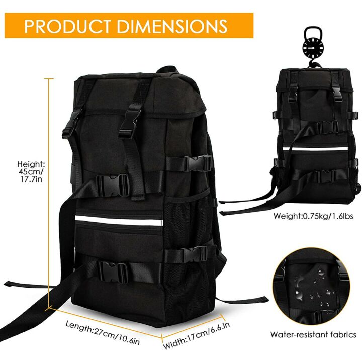 Skateboard Backpack for School & Travel, Fits 17" Laptops