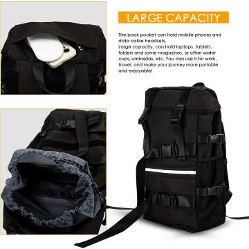 Skateboard Backpack for School & Travel, Fits 17" Laptops