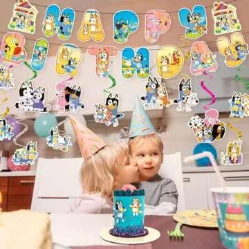 Generic Birthday Party Cartoon Blue Dog Banner Boys and girls Theme festival event background decoration supplies