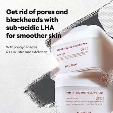 MEDIHEAL Phyto Enzyme Peeling Pad - Vegan Face Resurfacing Pore Tightening Gauze Pads with LHA & Pap...