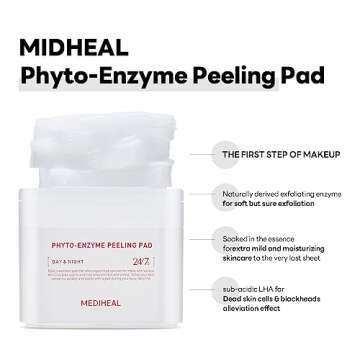 MEDIHEAL Phyto Enzyme Peeling Pad - Vegan Face Resurfacing Pore Tightening Gauze Pads with LHA & Papaya Enzym to Control Sebum - Exfoliating Pads for Dead Skin Cells, 90 Pads