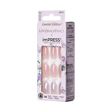 KISS LoveShackFancy x imPRESS Press-On Manicure Limited Edition, Style "Blushing Lavender" Medium Al...
