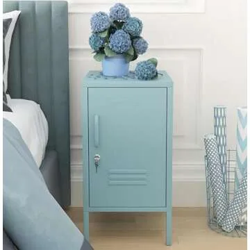 Aiasuit Single Door Storage Cabinet Coffee Table Metal Storage Cabinet Adjustable Position Suitable ...