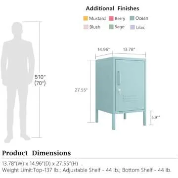 Aiasuit Adjustable Metal Storage Cabinet for Home Decor