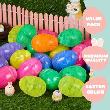 JOYIN 30 Pcs Plastic Iridescent Printed Bright Easter Eggs 3.15" Tall for Easter Hunt, Basket Stuffers Fillers, Classroom Prize Supplies, Filling Treats and Party Favor