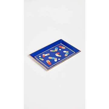 Jonathan Adler Men's Full Dose Rectangle Tray - Chic Blue/Gold Design