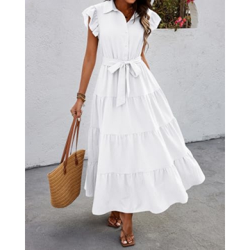 Trendy dowerme Women Summer Dress with Ruffle Sleeves