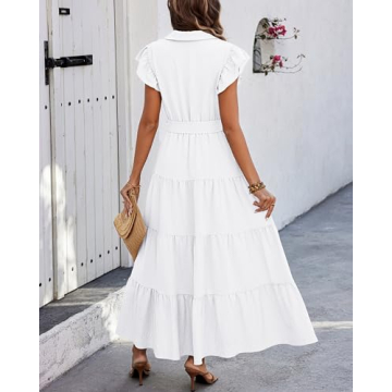 Trendy dowerme Women Summer Dress with Ruffle Sleeves