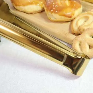 XEVOM 2 Pack 9 Inch Serving Tongs,Gold Salad Buffet Tongs,Stainless Steel Serving Utensils